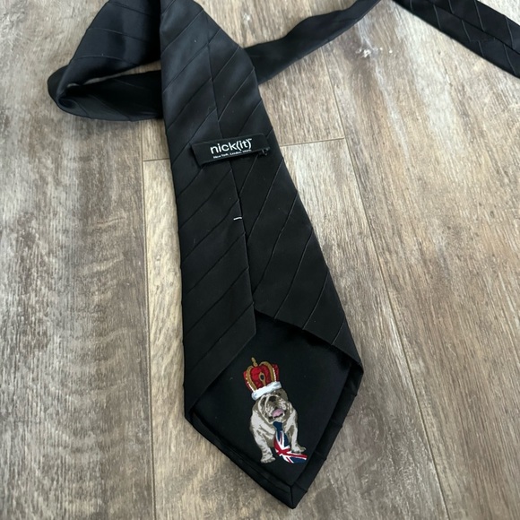 Nick(it) Silk Tie with Stripe Detail - Black - New York London Brand - Picture 6 of 7